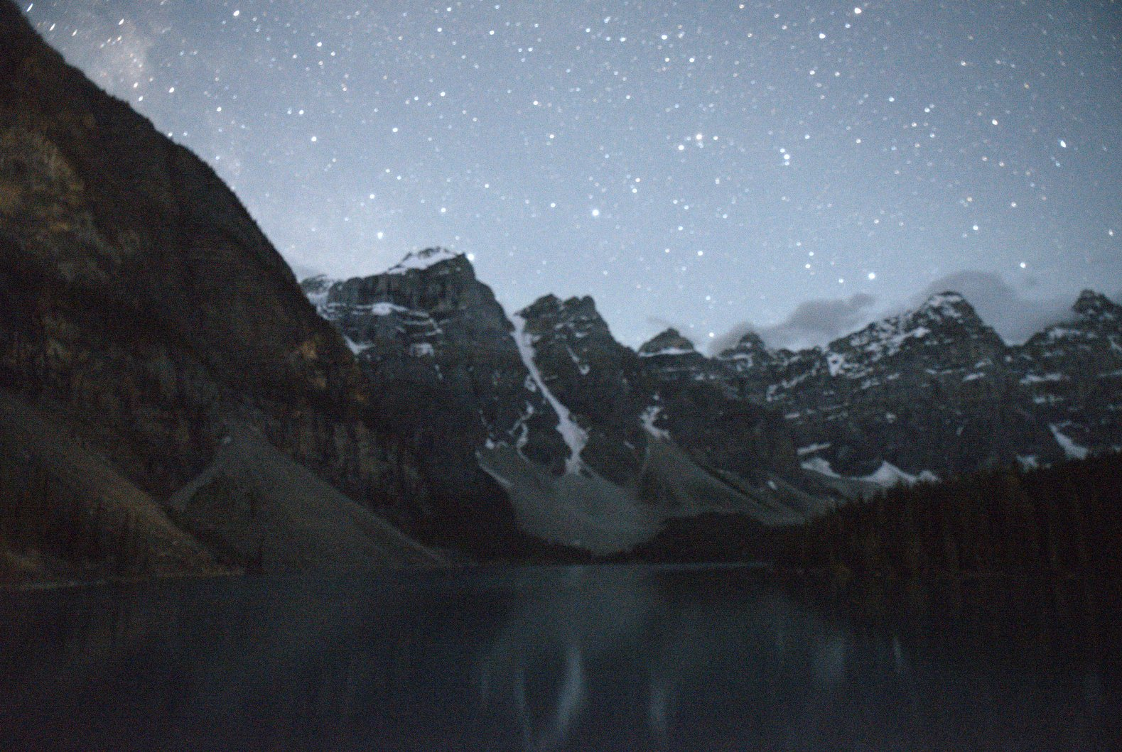 Summer Road Trip to Banff, Alberta - Night Sky Moraine Lake
