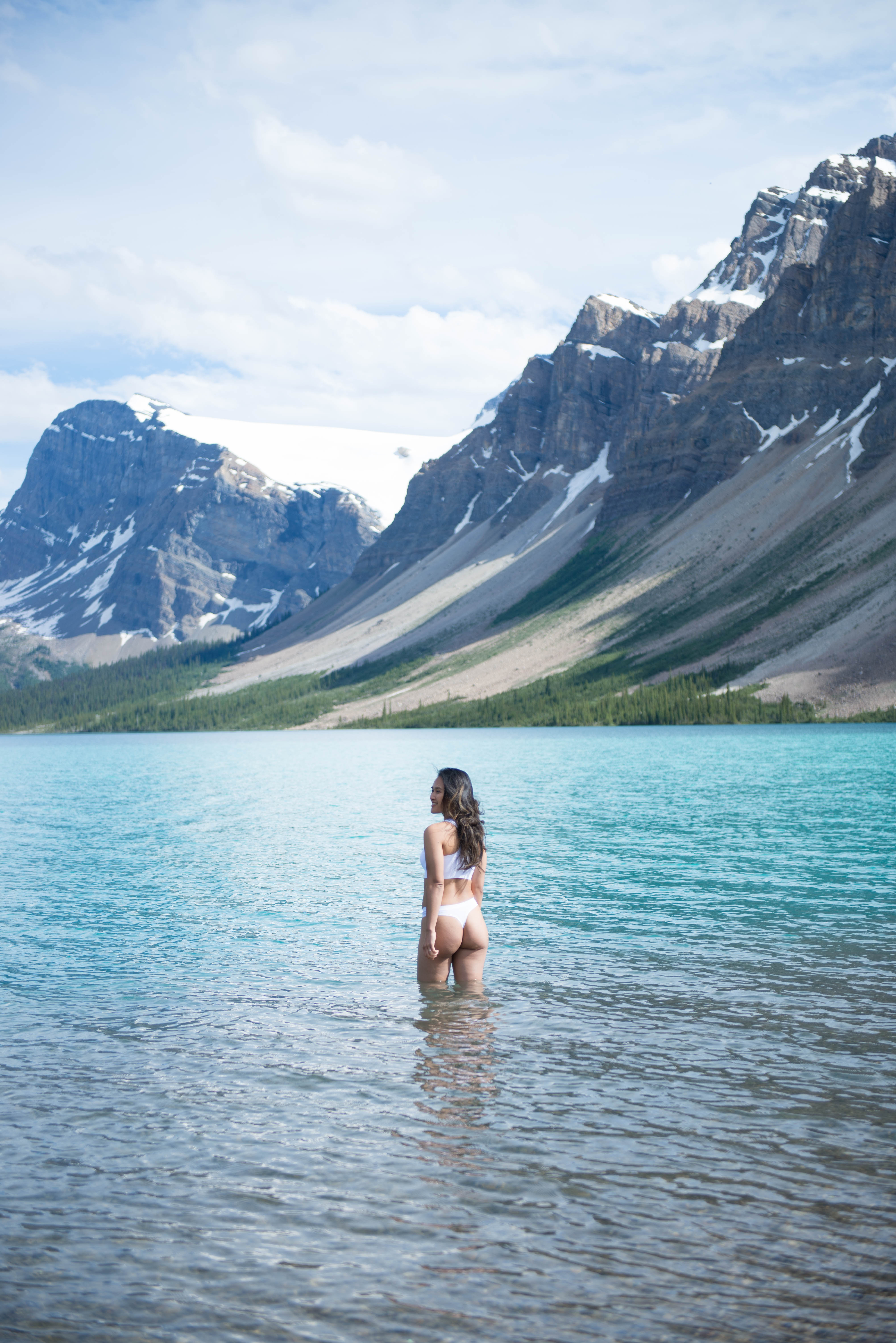 Summer Road Trip to Banff, Alberta - Swimming Bow Lake